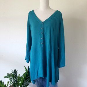 Soft Surroundings Long Sleeve Half Button Tunic XL